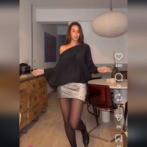 Zara SHORT DRESS WITH CONTRAST SEQUINS